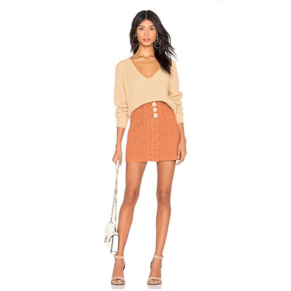 Free People Every Minute Every Hour Mini Skirt Burnt Orange 12